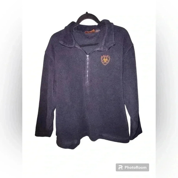 Ariat Men’s Black Fleece 1/2 Zip Pullover Jacket Size M - Picture 1 of 5